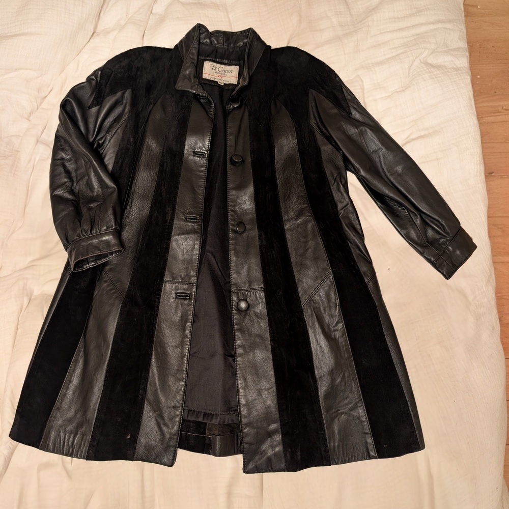 Women's Black Suede & Leather Coat - Made In Canada
